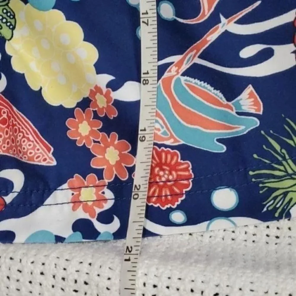 Nautica Graphic Aquatic Design Cinched‎ Pocketed Sz. XL Board Shorts